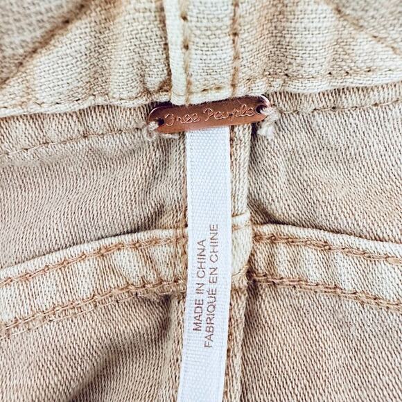 Free People Mini Skirt Womens Size 10 Tan Button Front Belted Utility Fringe - Picture 8 of 11